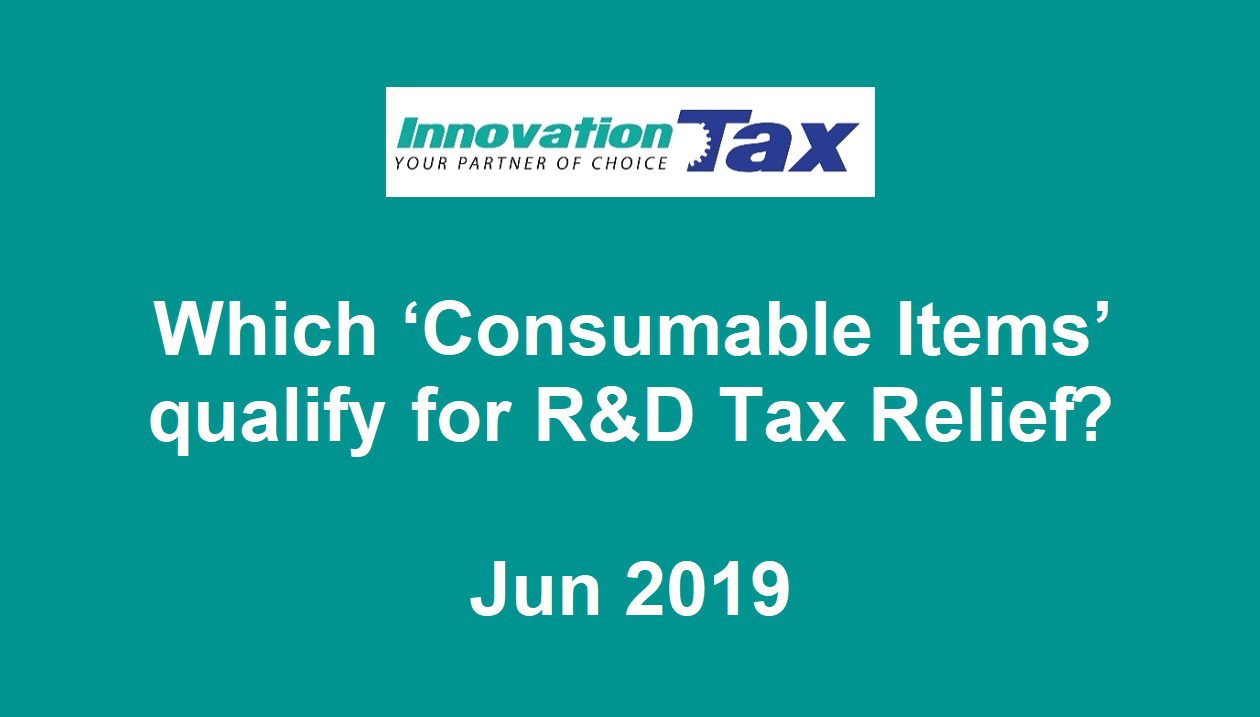 What type of consumable items qualify for R&D Tax Relief?